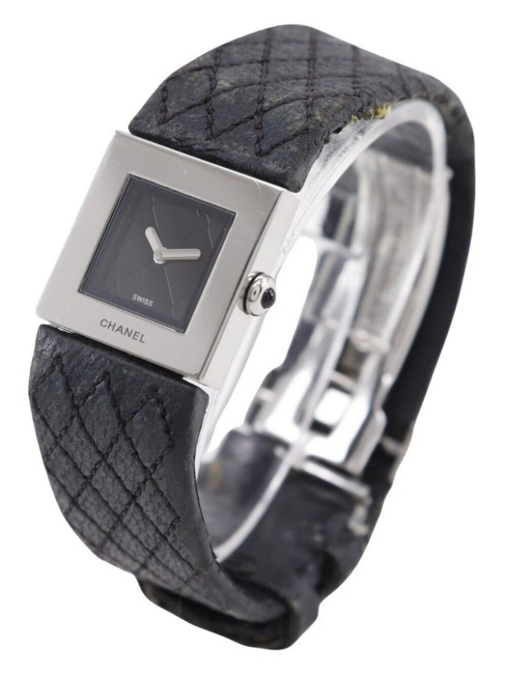 CHANEL Matelasse Watches H0009 blackDial Stainless Steel/leather Quartz An...